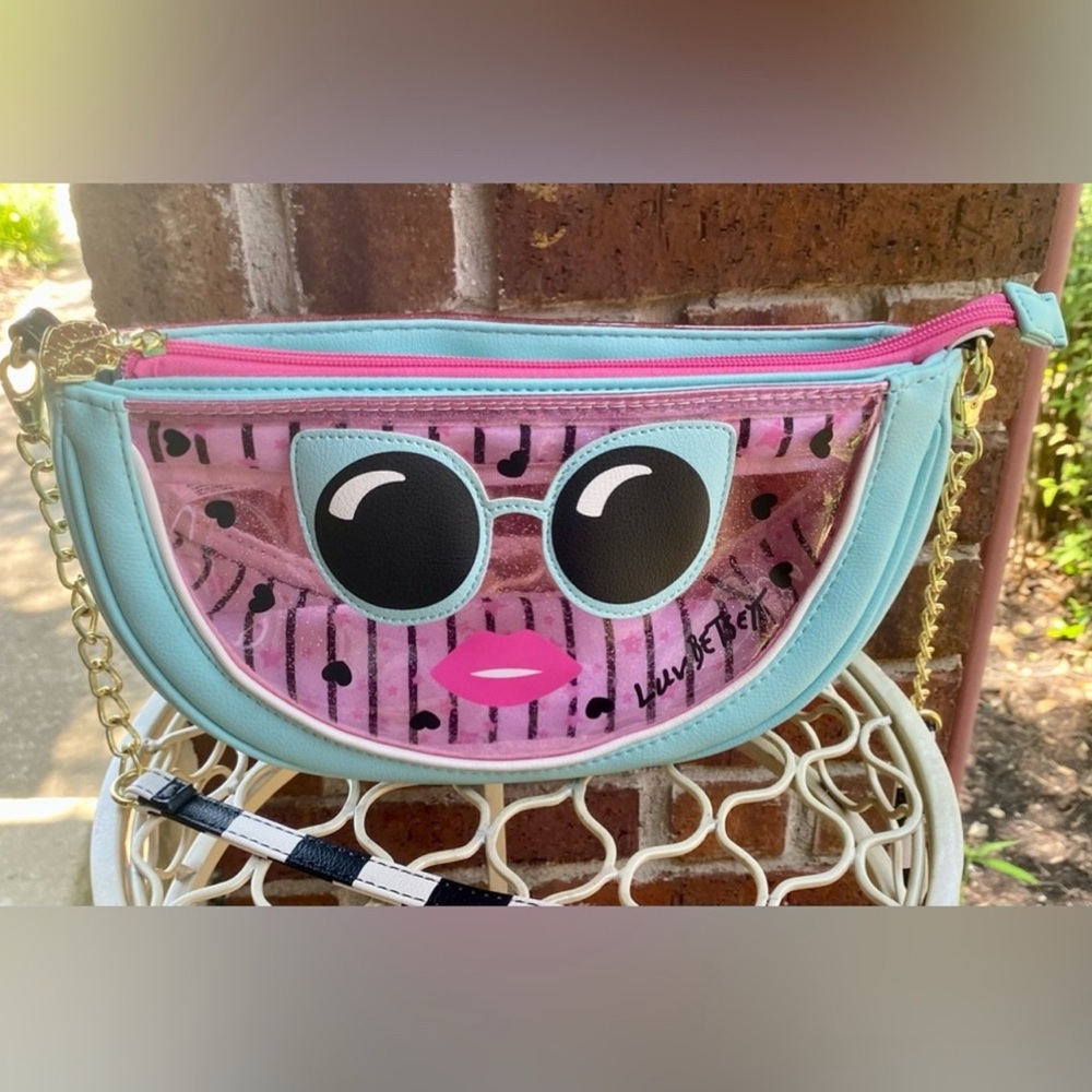 Betsy Johnson Pink and Blue Watermelon Crossbody Designer Bag